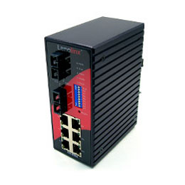 Antaira 8-Port Industrial SNMP Managed Ethernet Switch with 2 Fiber Ports, Single-Mode 30km