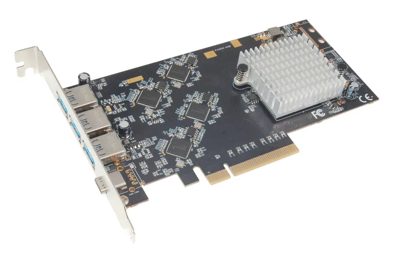 Unibrain USB 3.2 Quad-Channel PCIe Host Adapter, 3×10Gbps USB-A + 1×20Gbps USB-C (1242)