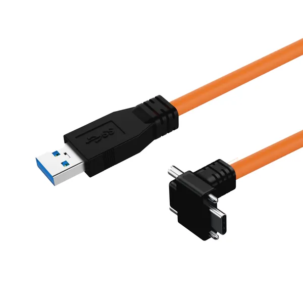 Newnex High Flex USB-A to Right Angle USB-C Screw Locking Cable | U3HLA01C6D Series