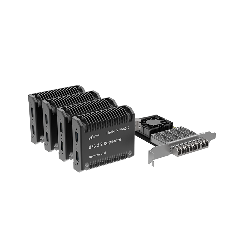 FireNEX-80G USB 3.2 Fiber Extension System | Up to 8 Devices • 80Gbps • 700m