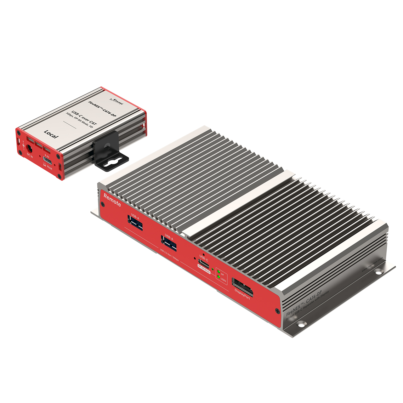 FireNEX-CAT6-DP USB-C over CAT6a/7 Extender | 5Gbps • 4K DP Alt Mode • 60W PD • GigE