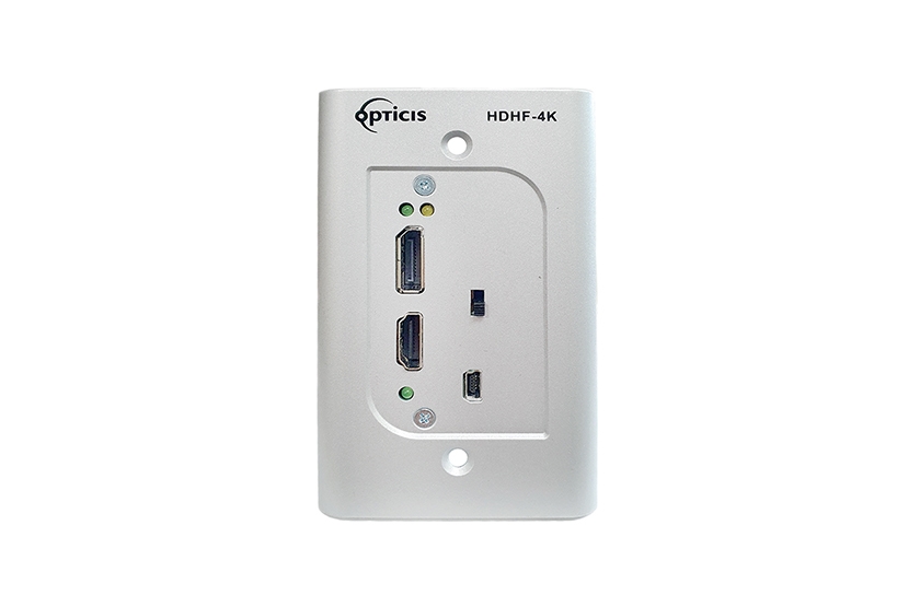 Opticis HDHF-4K HDMI 2.0 & DisplayPort 1.2 Wall Plate Fiber Converter, 4K60, 300m (984ft)